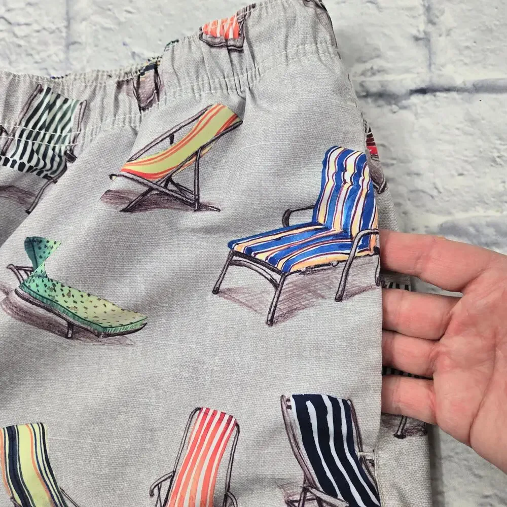 Tommy Bahama Relax Men's Swim Shorts Naples Novelty Beach Chair Print Lined XXL
